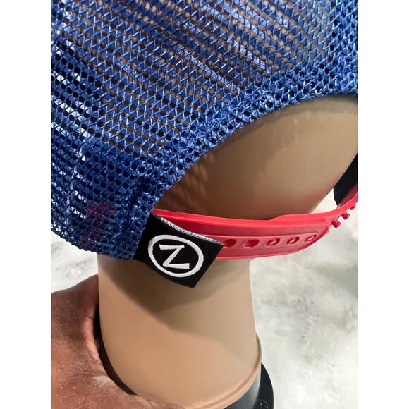 KU Jayhawks Zephyr Trucker Hat Blue Red Snapback Cap Mesh Adjustable NCAA - Picture 6 of 7